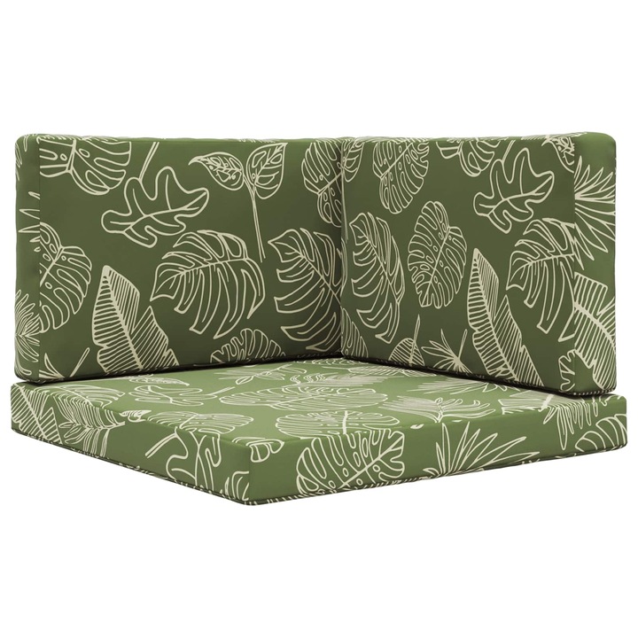 vidaXL Kültéri kanapé párna 3 pcs Levélminta Poliészter 900877