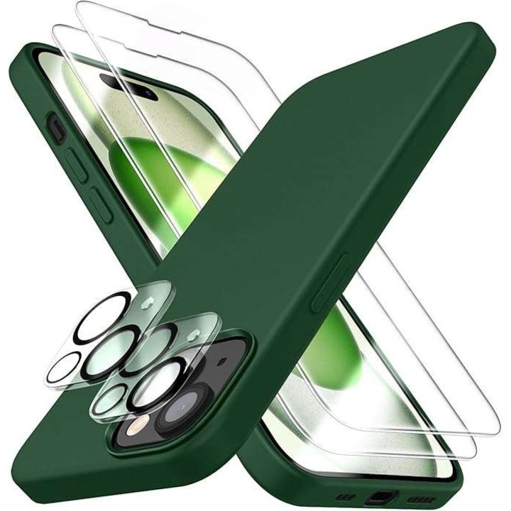 Husa telefon Dssairo pentru iPhone 15, protectie ecran, verde