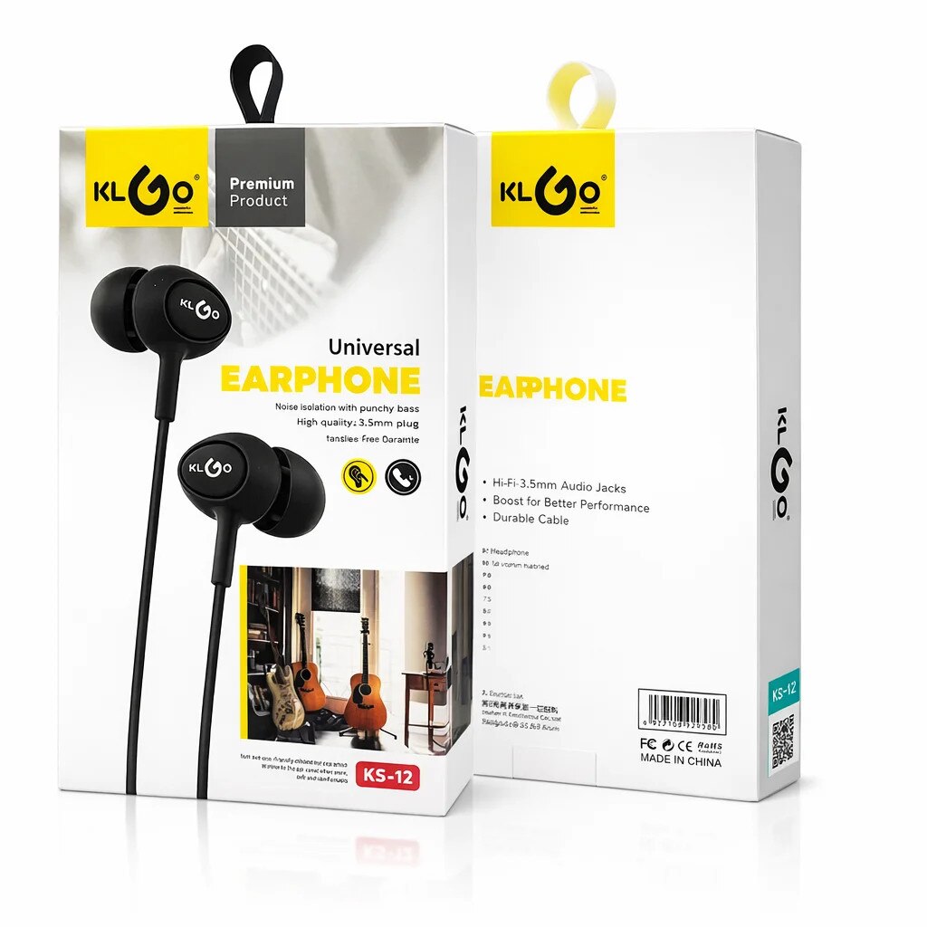 Casti In-Ear KLGO KS-12 cu Microfon si Jack 3.5mm – Sunet Hi-Fi & Izolare Zgomot