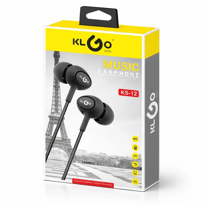 Casti In-Ear KLGO KS-12 cu Microfon si Jack 3.5mm – Sunet Hi-Fi & Izolare Zgomot