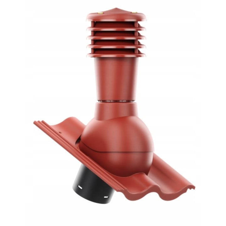 Kominek Ventilatie SmartLine, Krono-Plast, 125mm, rosu/castan, set complet