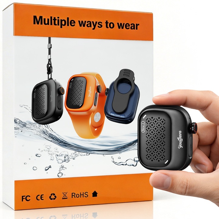 Преносима Bluetooth колонка Lttsoyh New2, безжична, IP68 водоустойчива и прахоустойчива, 129dB звук, мултисвързване 1+N, 20 часа живот на батерията, HandsFree, водоустойчива, черна