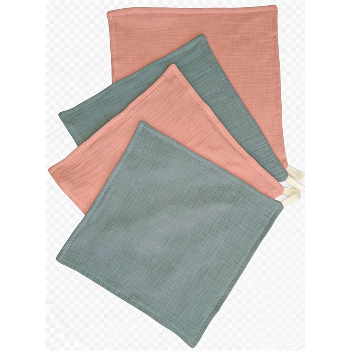 Set 4 Prosopele din Muselina (Bumbac) pentru Bebelusi, 30x30cm, Primii Pasi