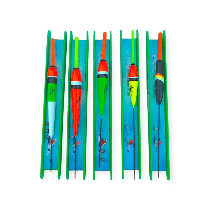 Pachet 5 Linii Echipate Pescuit la Pluta Stationar, Plute cu Varf Inter-schimbabil pentru Starlite, Monturi Gata Legate