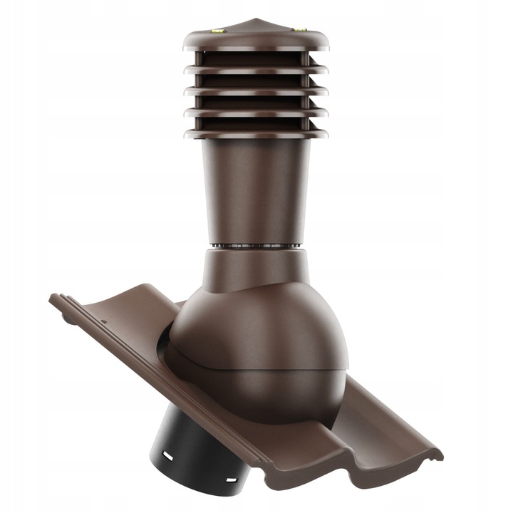 Kominek ventilat SMART 125 mm, Krono-Plast, pentru tigla MONIER BRAAS BALTYCKA, culoare: brun mat, set complet