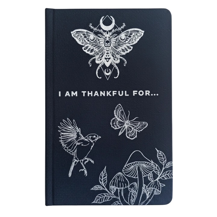 Jurnal de Recunostinta Awgifts, I Am Thankful For, Negru, 120 pagini, Margini Argintii, 14.8x21cm