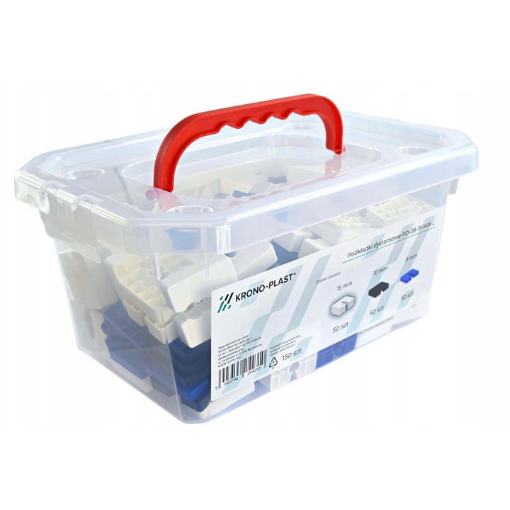 Set 150 podkladek dystansowych Krono-Plast, 8-15mm, 50x50mm, multicolor