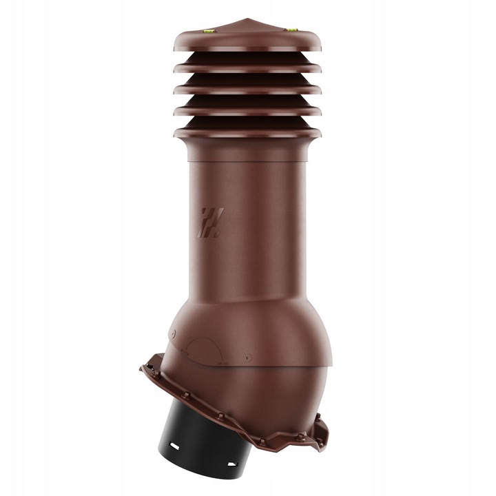 Kominek ventilat HiVent 150mm, Krono-Plast, neizolat, culoare BRUN RAL 8017, set complet cu niveluri si baza cu garnitura butilica
