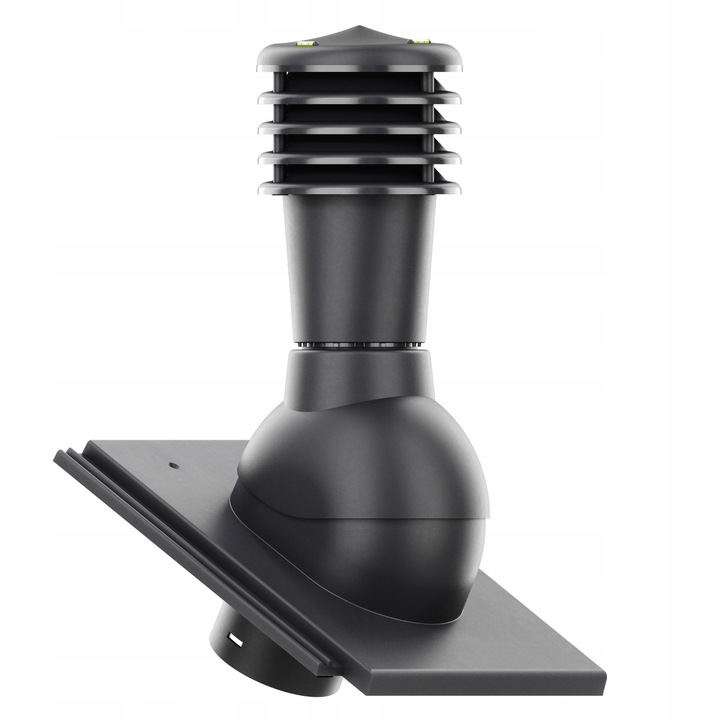 Kominek ventilator SMART 125 mm, Krono-Plast, antracit mat, set cu baza pentru tigla CREATON KAPSTADT, dimensiuni 420x334mm