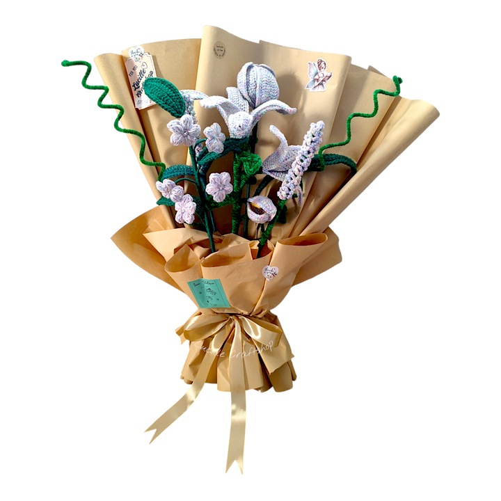 Buchet de flori crosetate manual, unicat, Eleganta Perena