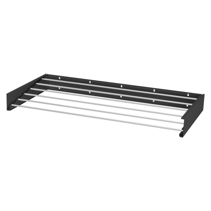 Uscător de rufe retractabil de perete, Studio Casa, Ghost Black, 6m uscătorie, Negru, 100x50x10cm