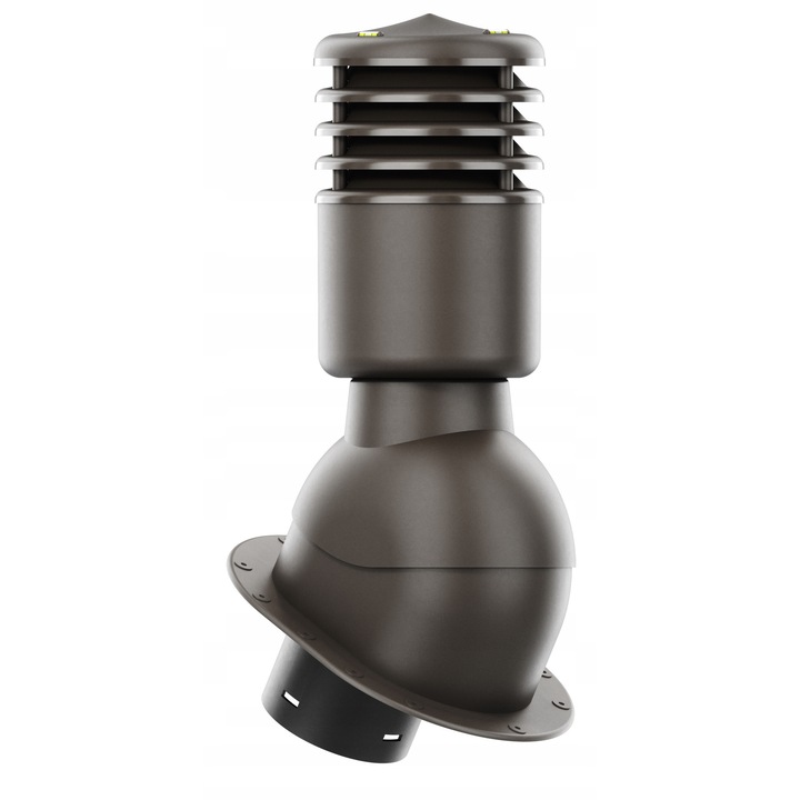 Cos de ventilatie pentru acoperis, Krono-Plast, fi 125 mm, inaltime 49 cm, culoare bruna 8017, set complet