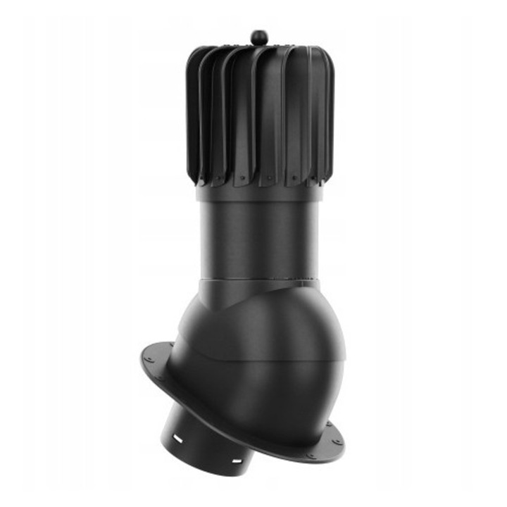 ROTOLINE 125mm tetőventilátor, forgó, lapos tetőkhöz, fekete, komplett szett