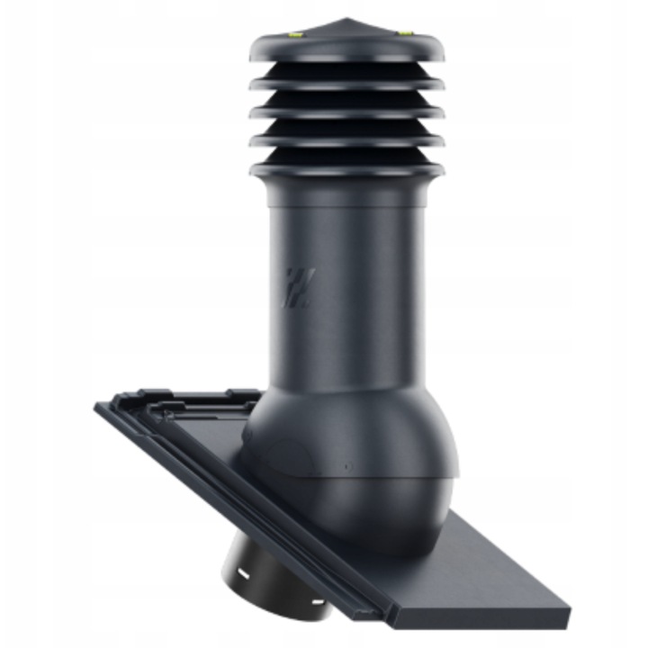 Completare set cominek ventilare HIVENT 150mm, Krono-Plast, pentru tigla ERLUS LINEA, gri spic/negru mat, 480mm