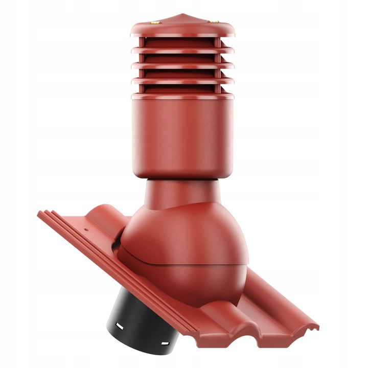 Kominek ventilat ocieplon SMART 125 mm, Krono-Plast, rosu mat, set cu baza pentru MONIER BRAAS ROMANSKA, dimensiuni 420x330mm