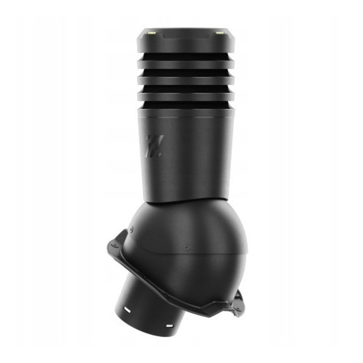 Kominek ventilator ECOLINE 125 mm, Krono-Plast, negru RAL 9005, cu niveluri, set complet