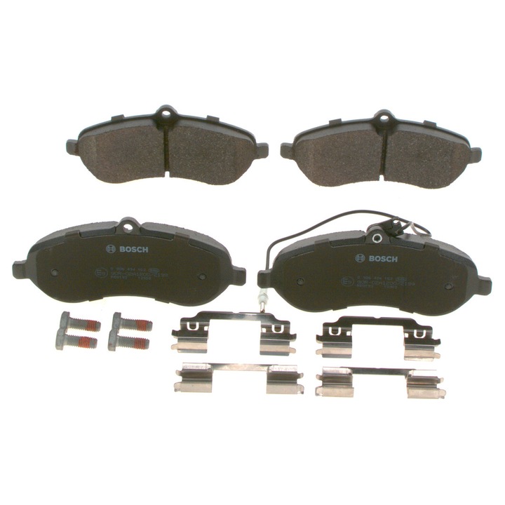 Klocki hamulcowe fata Bosch, 67,5x162x17,4mm, cu 4 suruburi, pentru Citroen, Fiat, Peugeot