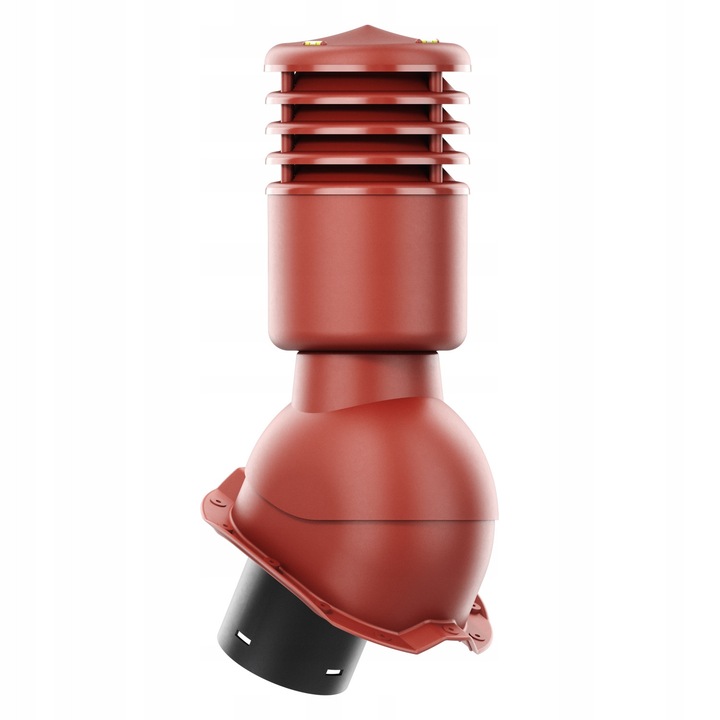 Kominek ventilat ocieplony Krono-Plast 125mm, rosu RAL 3009, cu niveluri si baza inclusa, set