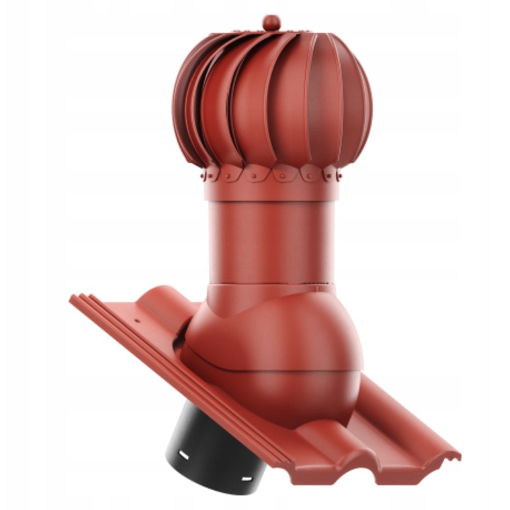 Krono-Plast 150 mm-es forgó tetőventilátor, piros, komplett szett