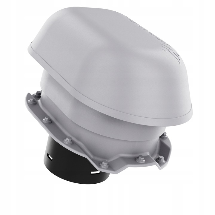 Cos de ventilatie sanitar 150 mm Krono-Plast, set cu capac, baza si tub de evacuare, gri deschis RAL 7036