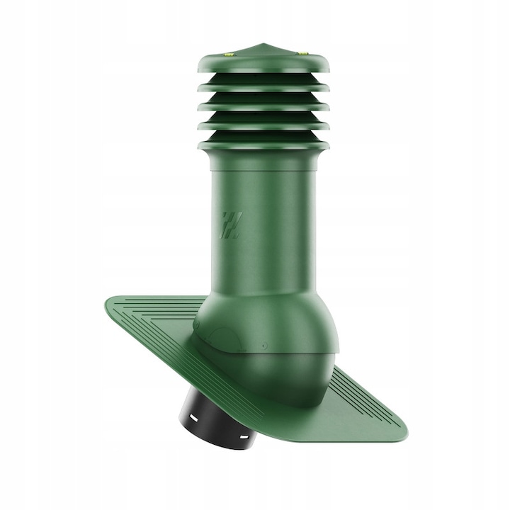 Combinat de ventilatie HiVent 150 mm, Krono-Plast, verde RAL 6020, set cu niveluri si baza pentru gont/papa