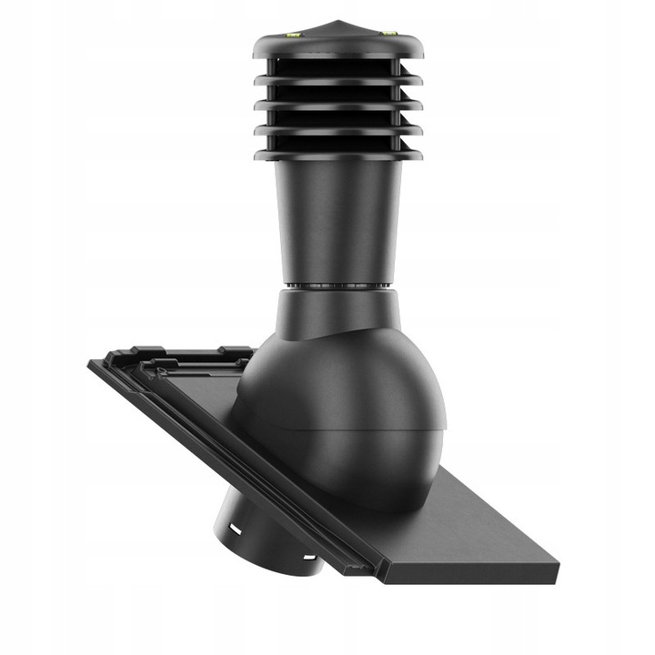 Kominek ventilatie Krono-Plast fi125, set cu niveluri, pentru tigla ceramica, negru