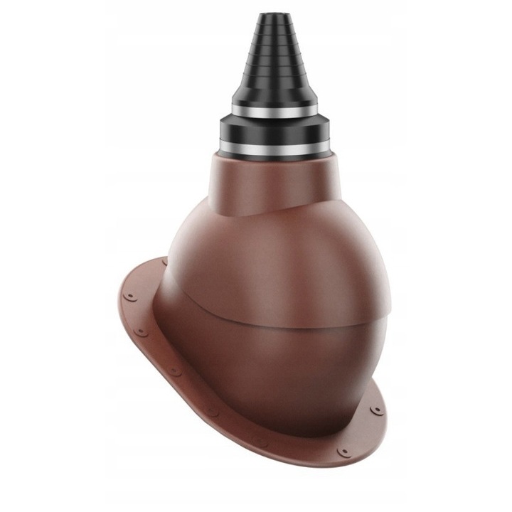 Przejscie antenowe Krono-Plast, pentru acoperisuri plate, culoare bruna RAL 8017, dimensiune ajustabila 19x90mm, set complet.