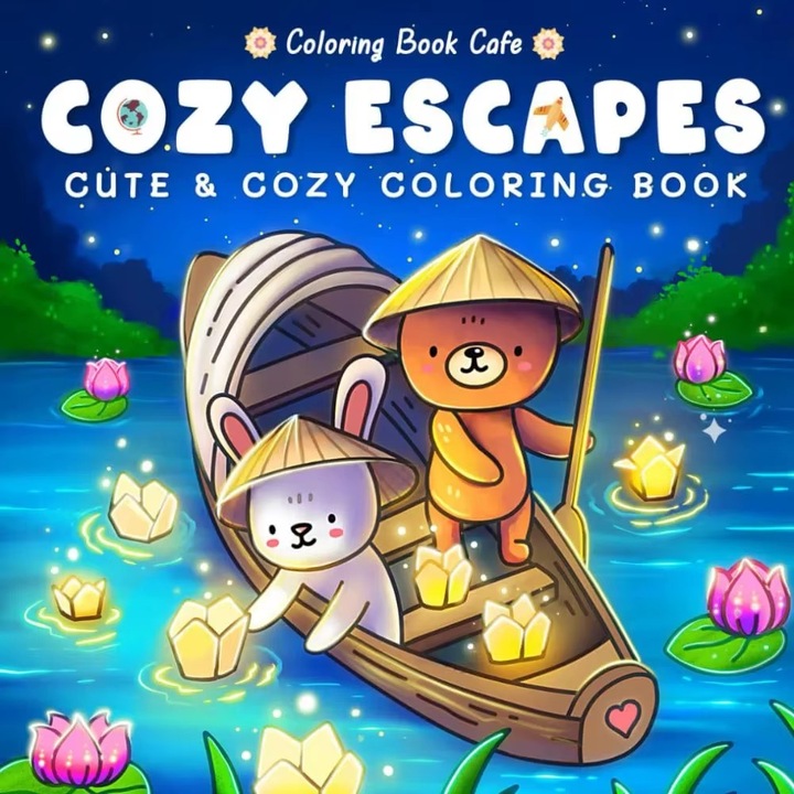 Cozy Escapes színezőfüzet, relaxációhoz, 21x21cm, angol