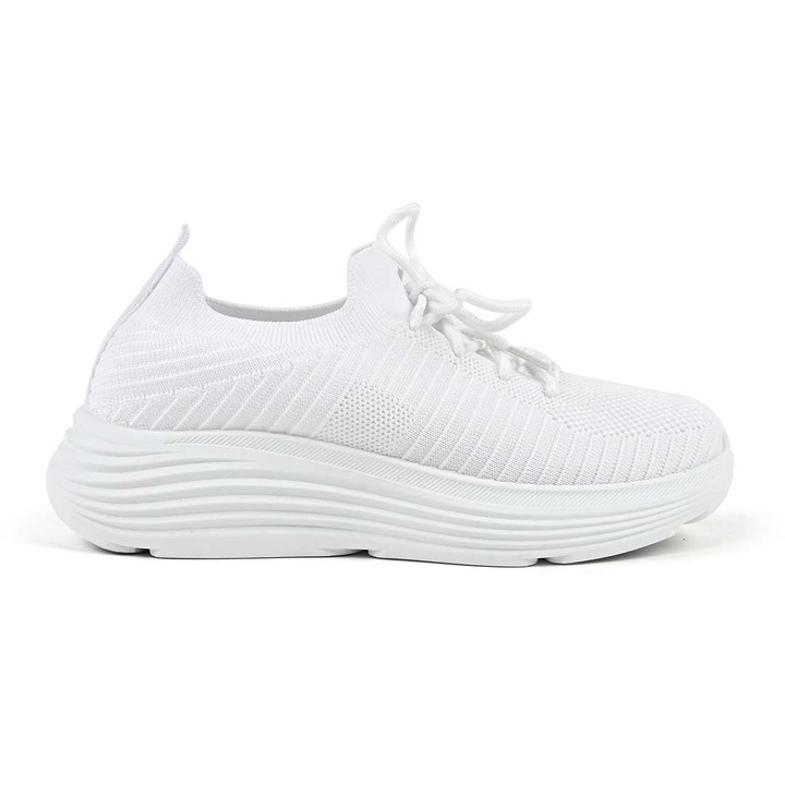 Pantofi Sport De Dama, Din material textil, D1491, Alb, Alb