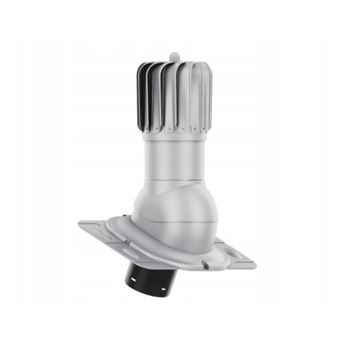 Tetőszellőző kosár, ROTOLINE 150 mm, ezüst 9006, univerzális alappal cserép típusú, trapézlemezhez