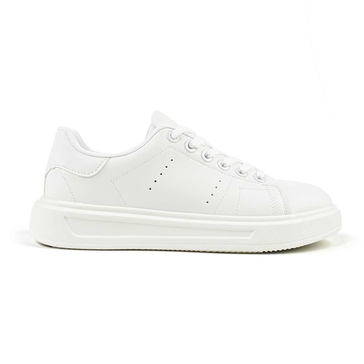 Pantofi sport de barbati, din piele ecologica, B4072, Alb, Alb