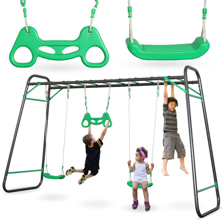 Leagan de gradina HyperMotion XXL, cadru metalic, 2 scaune, trapez gimnastic, max. 150 kg