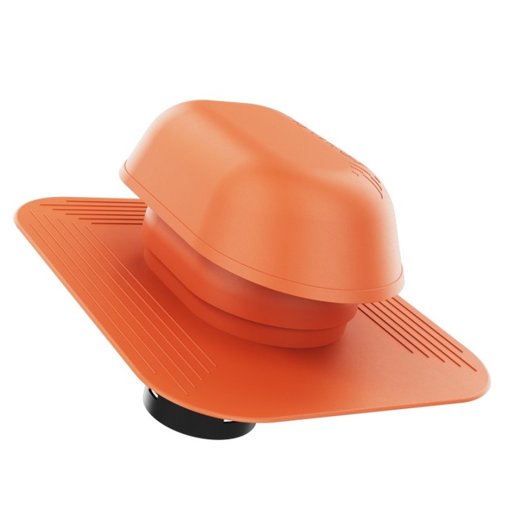 Combinat de ventilare sanitara Krono-Plast, 125mm, culoare caramida RAL 8004, set complet