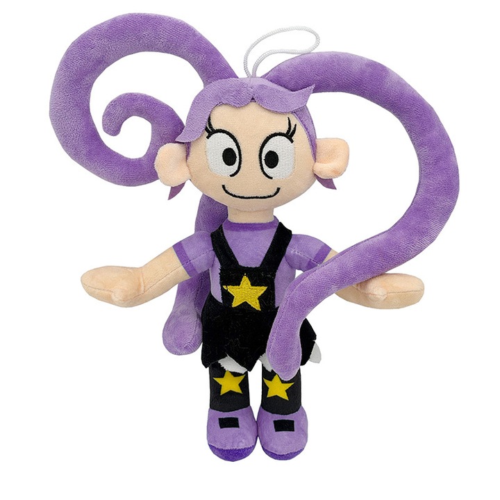 Jucarie de plus Wrongside Outimals, fata imbracata in mov, par lung si cret, 26cm, set