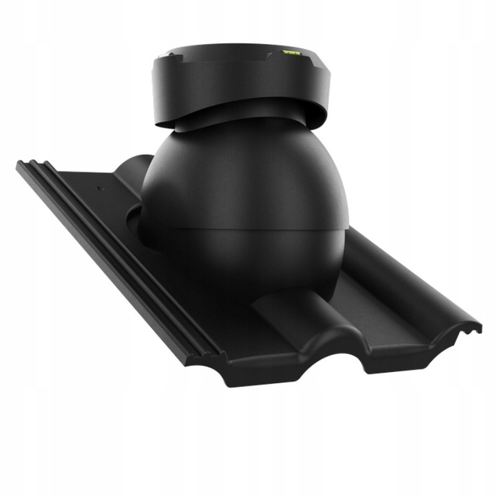 Kominek ventilator canalizare fi110 Krono-Plast, set cu baza pentru tigla BRAAS ROMANSKA, negru, dimensiuni baza 420x330mm