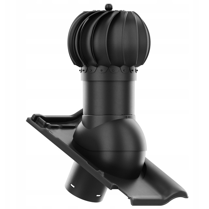 Krono-Plast 125 mm gömb alakú ROTÁCIÓS tetőventilátor, komplett készlet, fekete, méretek 477x314mm
