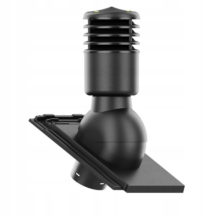 Kominek ventilat OCIEPLON Smart fi125, Krono-Plast, pentru acoperisuri ceramice CREATON DOMINO, negru, set complet