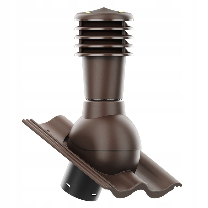 Kominek ventilat SMART 125 mm, Krono-Plast, pentru tigla Benders Palema, culoare: brun mat, set complet