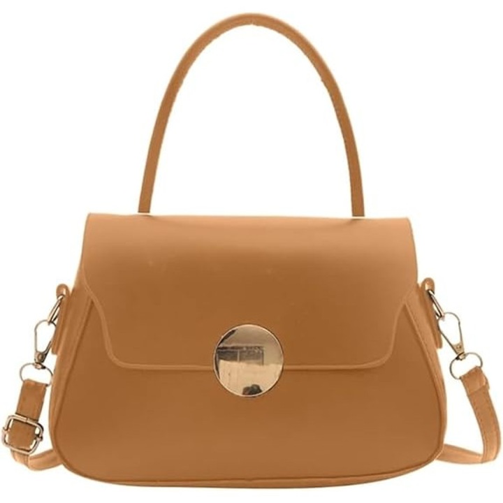 Geanta dama din PU, khaki, cu multiple compartimente, pentru uz zilnic