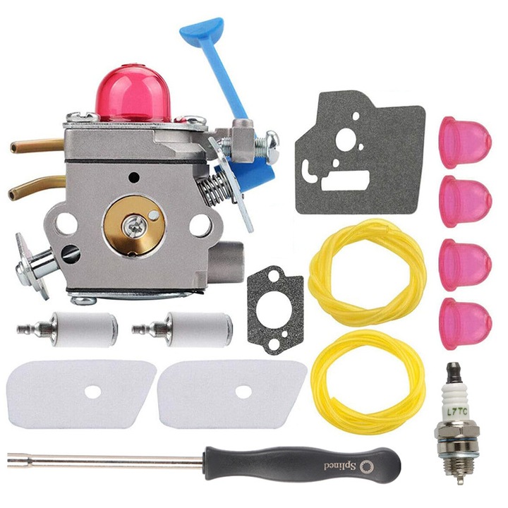 Kit complet de reconditionare pentru trimmere 128, carburetor Zama C1Q-W40A, inclusiv filtre, bujie, unelte, multicolor