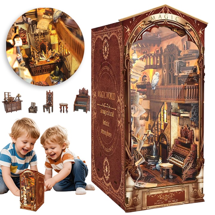 Juksun 3D puzzle, varázslatos ház építőszett, fa+műanyag, 25,4x17x11,4cm, önösszeszerelő, 14+ rajongóknak