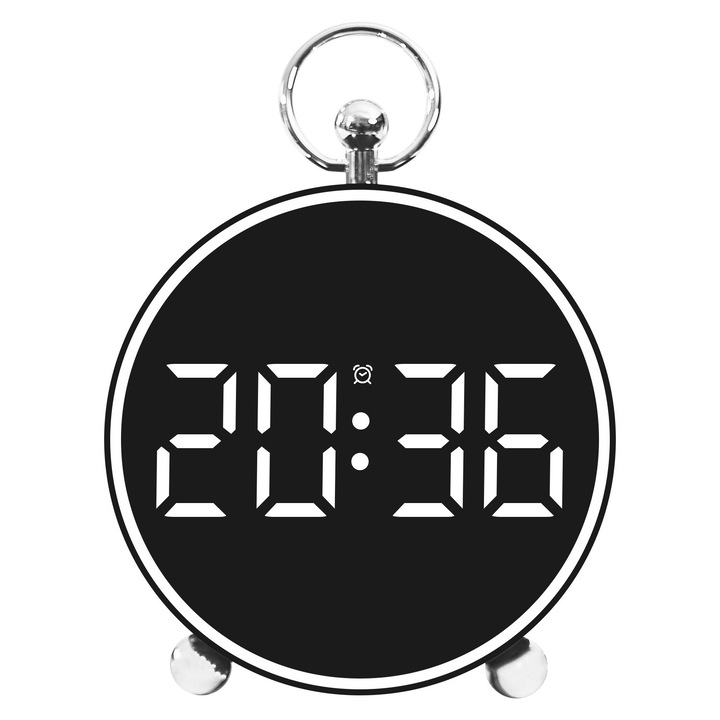 Ceas digital, alb, design minimalist, 20x10cm