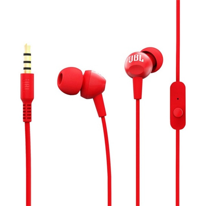 Jbl c100si fülhallgató sztereo, 3.5mm jack, mikrofon, felvevő gomb, piros