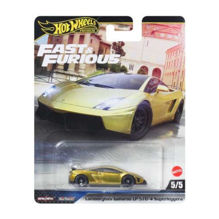 Lamborghini Gallardo LP570-4 Superleggera arany színű „Fast & the Furious” autómodell, 1:64 méretarány, Hotwheels