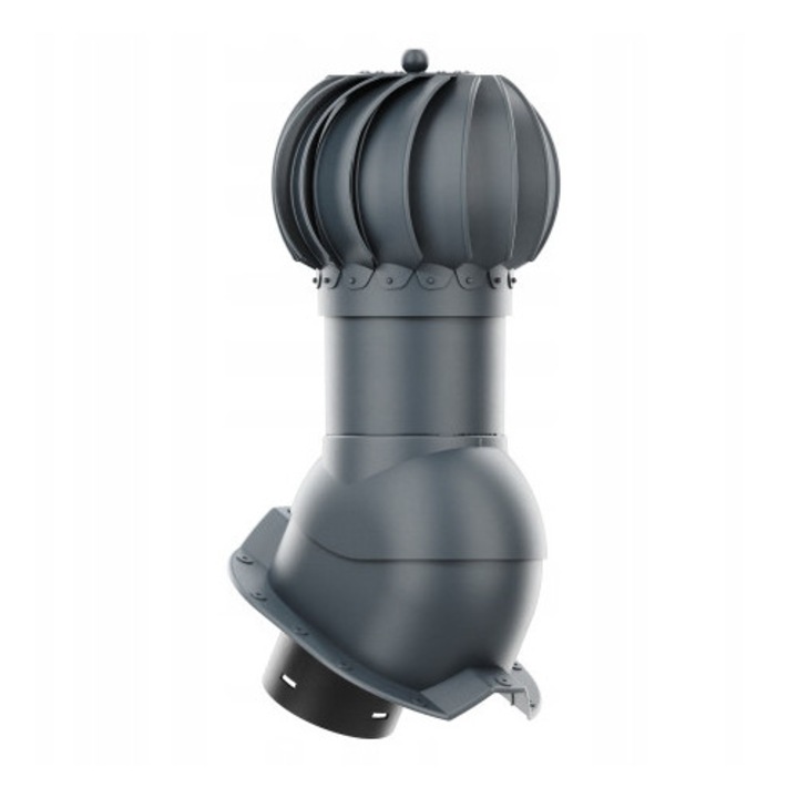 Krono-Plast szellőzőkosár 125 mm, antracit RAL 7016, komplett szett alappal és butil tömítéssel