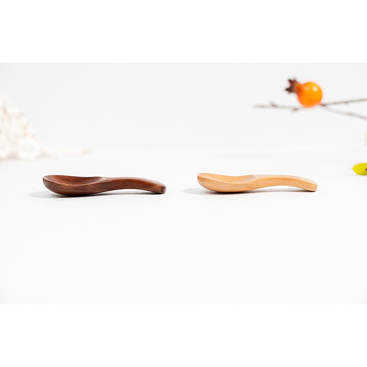 Set de 8 lingurite din lemn, 8x3.5cm, bej si maro inchis, pentru miere si condimente