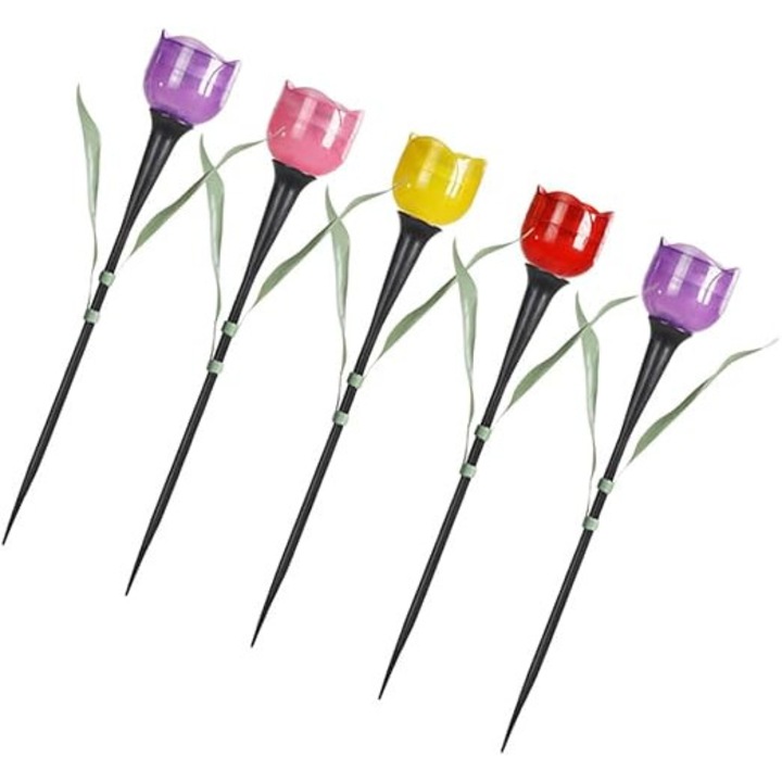 5 darabos napelemes tuba alakú dekoratív LED lámpa szett, vízálló, kerti, udvari, teraszra, többszínű