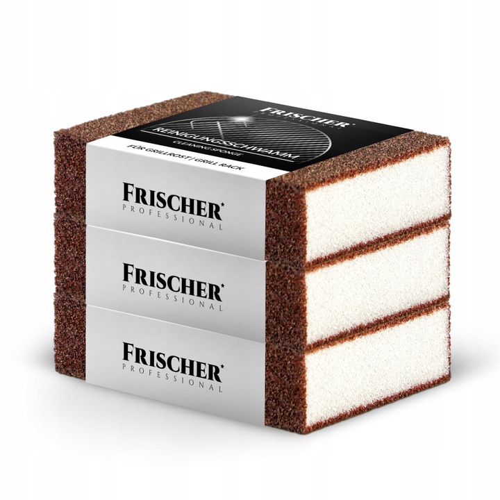 Set de 3 bureți de curățare pentru grătar, Frischer, rezistenți la temperaturi ridicate, 10x6, 5x2, 5cm