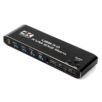 Switch KVM USB 3.0 Matrix 2x2, rikbo, 4 porturi USB 3.0, 4 HDMI IN / 2 HDMI OUT, 8K 60Hz, cu telecomandă IR
