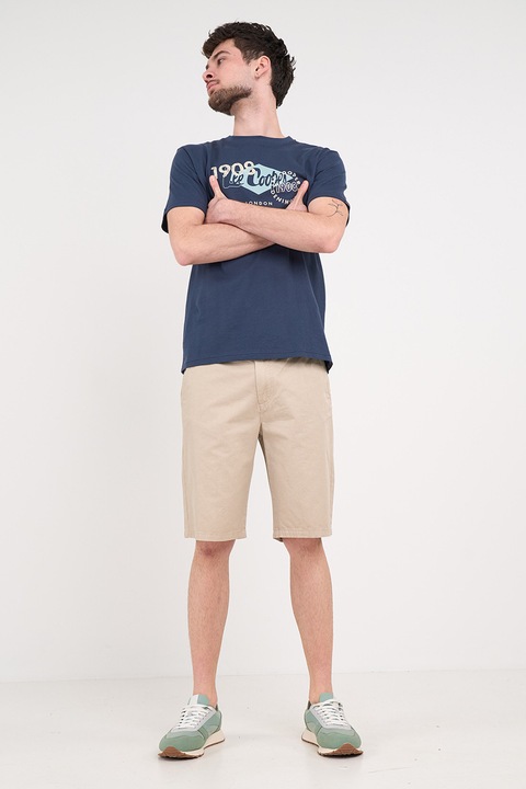 Lee Cooper, Pantaloni scurti din bumbac cu buzunare, Maro nisip, 32
